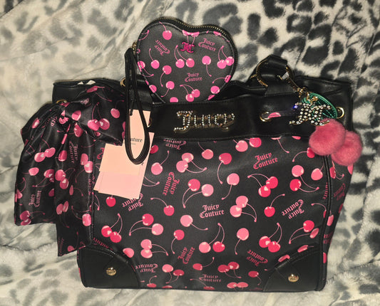 Juicy Couture Sweet Cherry Tote Daydreamer & Matching Heart Shaped Wristlet 🍒