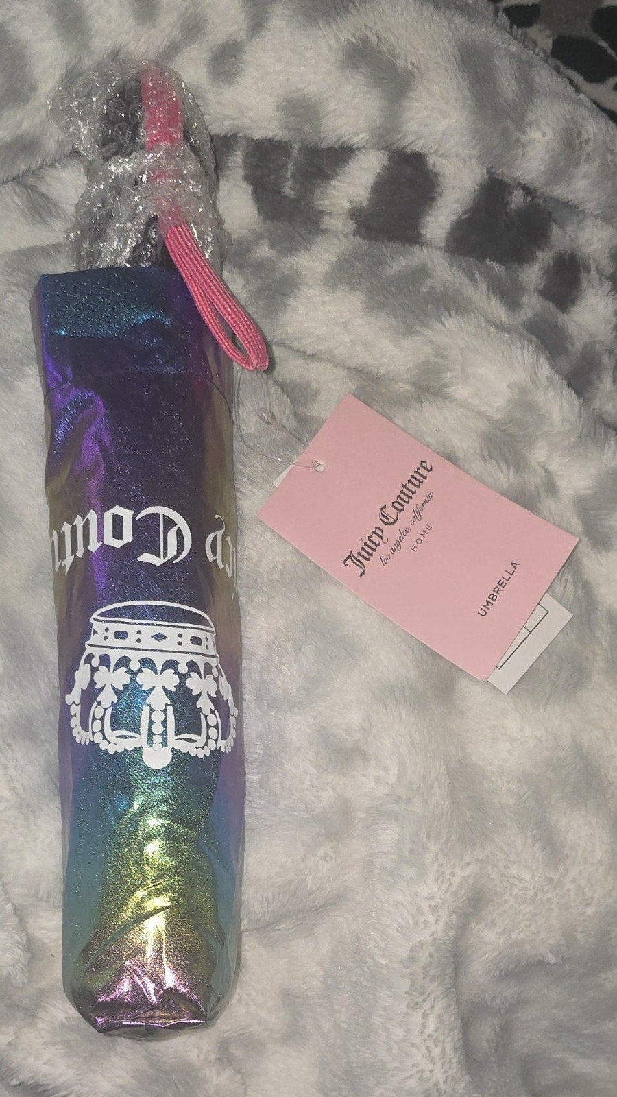 Juicy Couture Holographic Automatic Open Umbrella With Cover