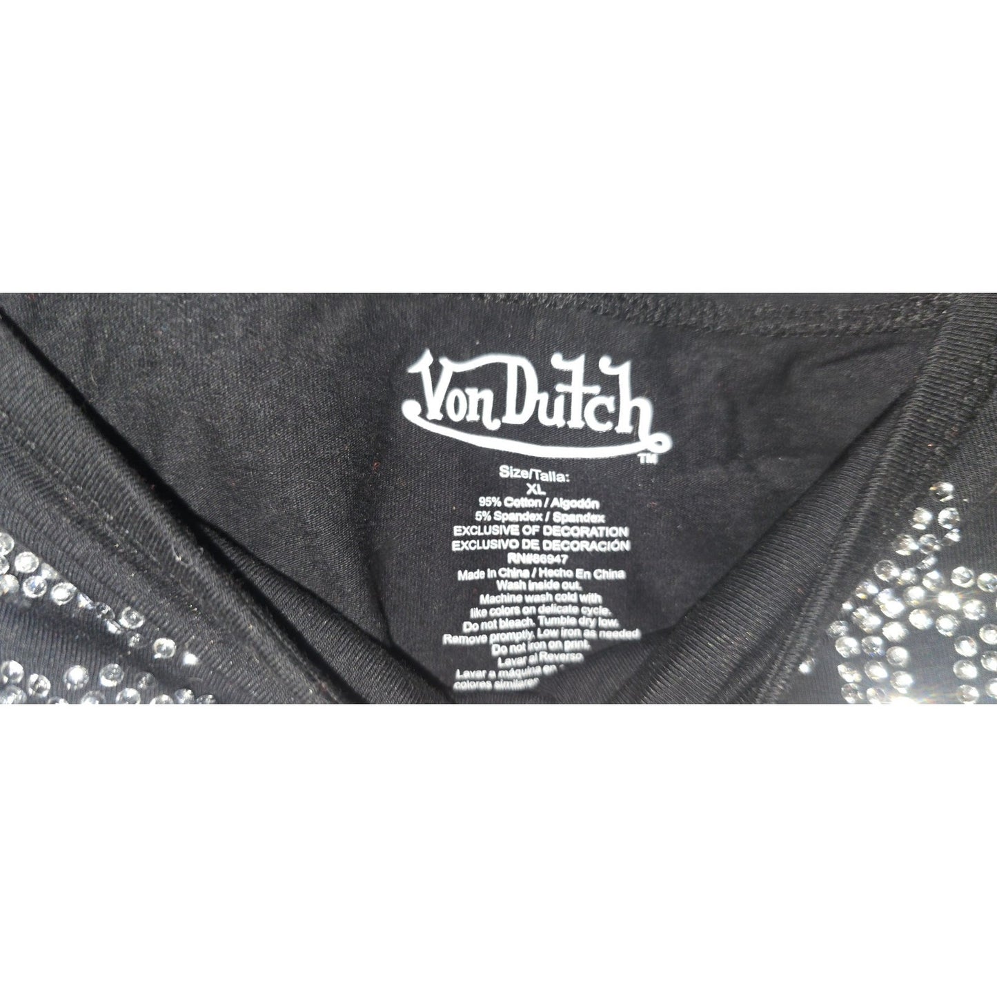 NWT Von Dutch Velour Black Tracksuit Set Blue Stone Logo Large + Bling Tube Top