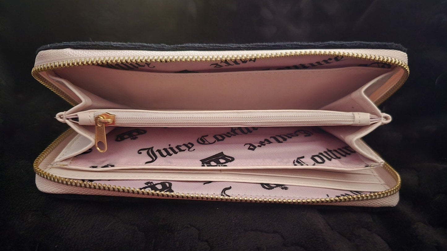 Juicy Couture Juicy Tale Daydreamer Tote & Wallet Set Black Liquorice Large Velour Y2K Shoulder Bag NWT