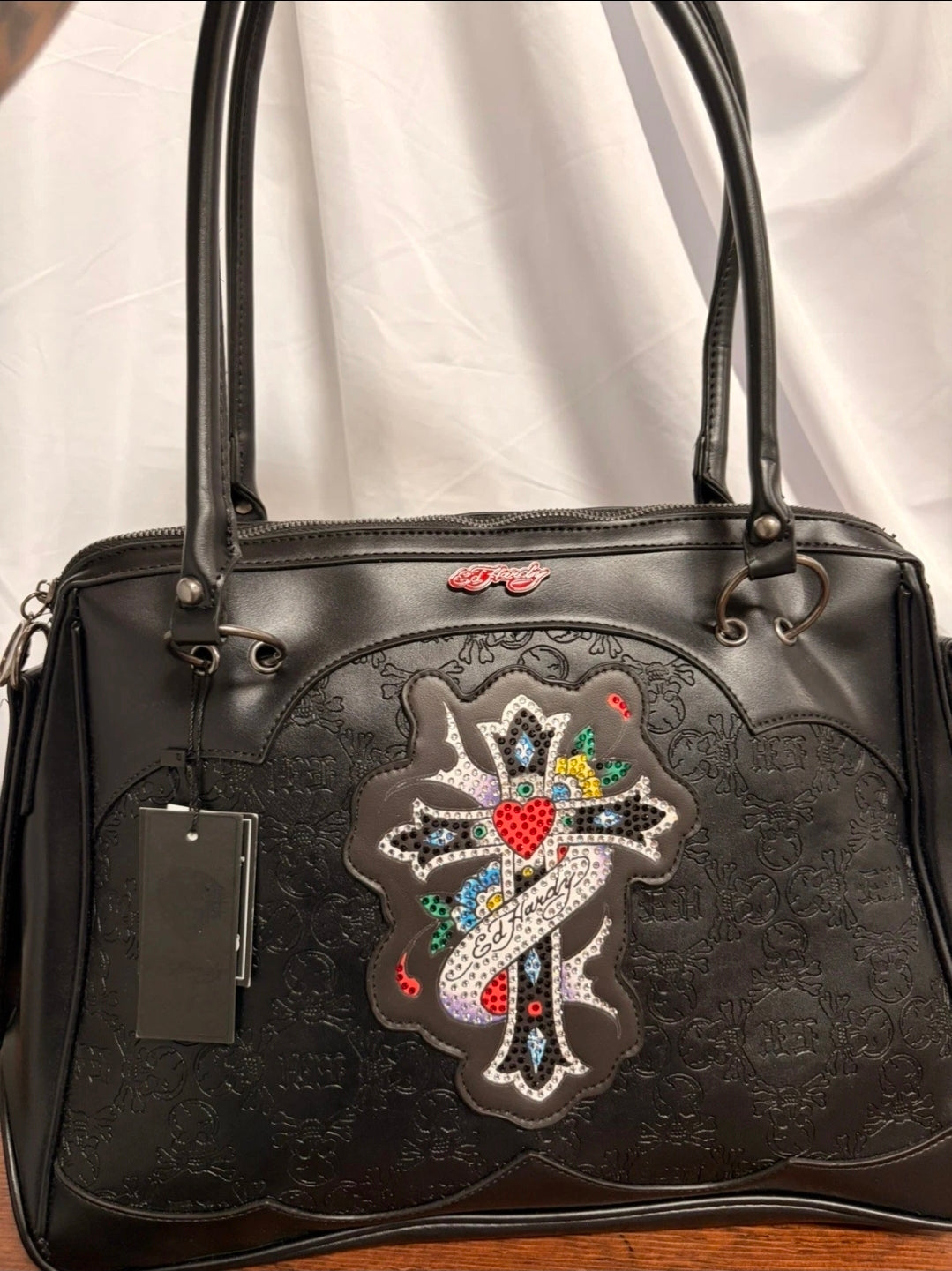 Ed Hardy Black Cross Tote Bag