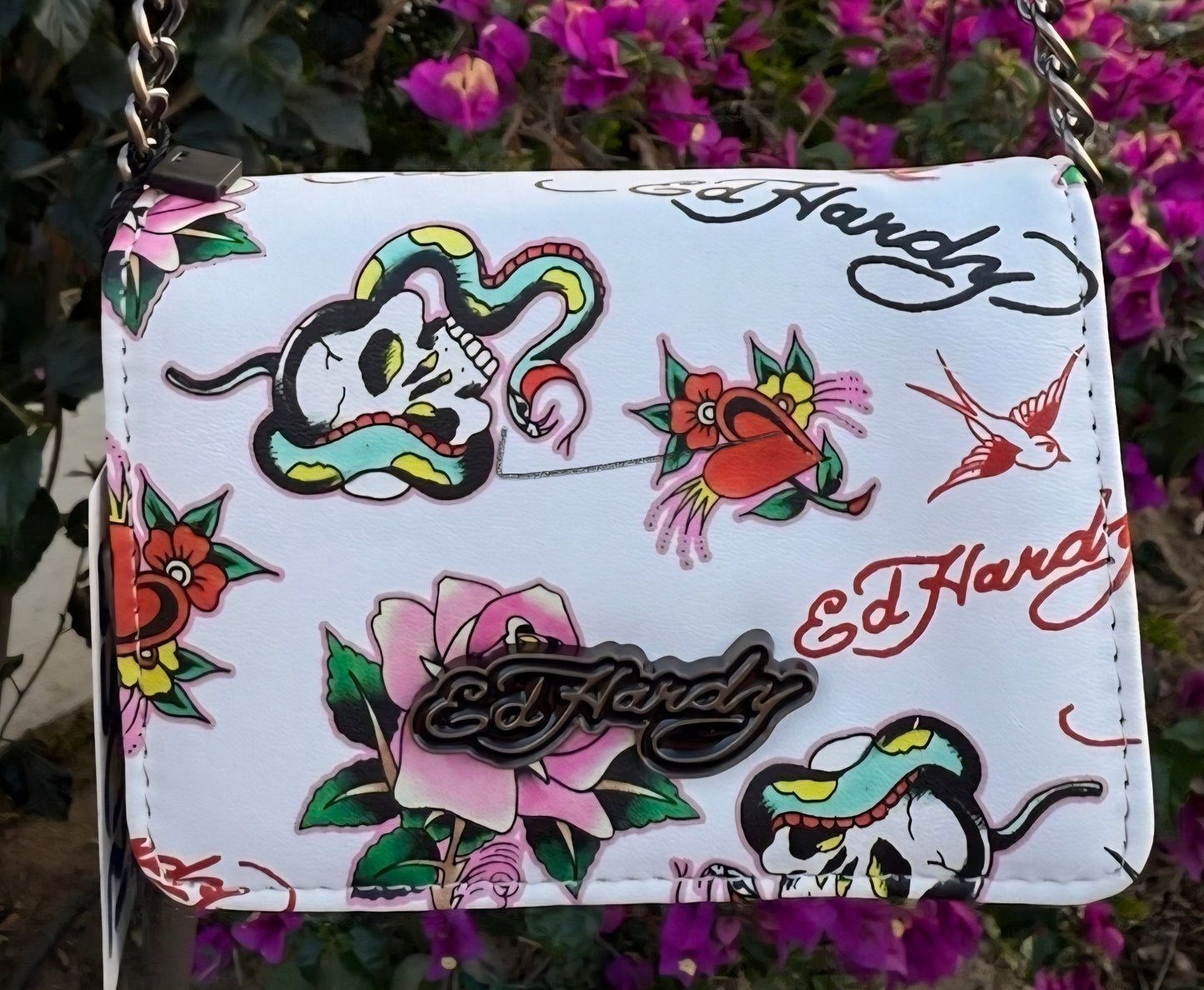Ed Hardy White Snake Chain Wallet