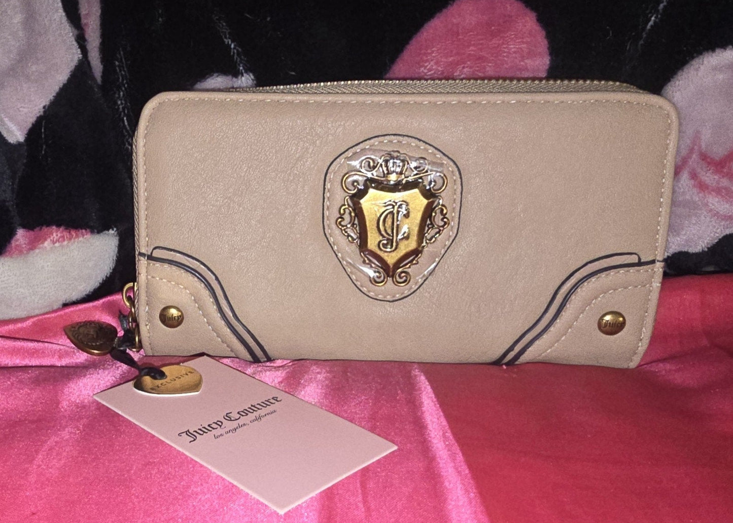 Juicy Couture Pecan Romance Satchel & Matching Wallet – Leather Bow Charm 👜