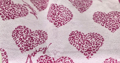 Juicy Couture Pink Gold Leopard Heart Reversible Oversized 4‑Piece Towel Set Luxury Cotton Viscose NWT