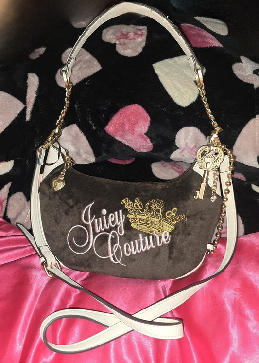 Juicy Couture Key to Juicy Shoulder Bag – Chocolate (Removable Crossbody Strap) 🍫