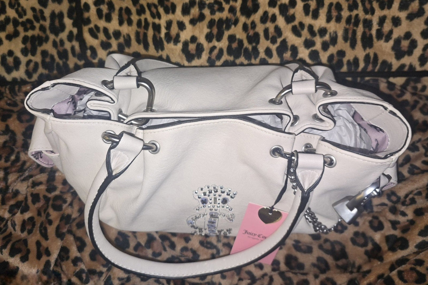 Juicy Couture Crown Satchel Shoulder Bag – Crystal White