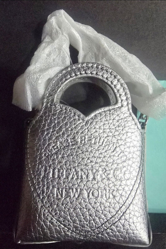 Tiffany & Co. Platinum Silver Heart Nano Bag – RARE