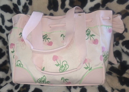 Juicy Couture Retro Juicy Cherry Gelato Daydreamer Tote Cream Multi Medium Velour Y2K Cherry Shoulder Bag NWT