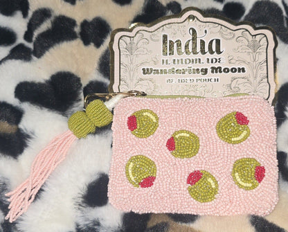 NEW RELEASE - RARE - Handmade in India Martini Olives Beaded Pouch Viral TikTok