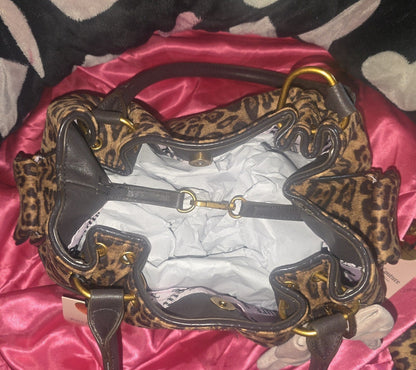 Juicy Couture Leopard Romance Satchel Shoulder Bag with Bow Charm – Rare 🐆