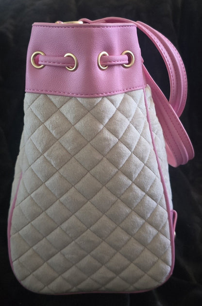 Juicy Couture Juicy Tale Daydreamer Tote Sandstone & Pink Large Velour Y2K Shoulder Bag NWT