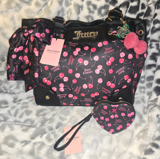 Juicy Couture Sweet Cherry Tote Daydreamer & Matching Heart Shaped Wristlet 🍒