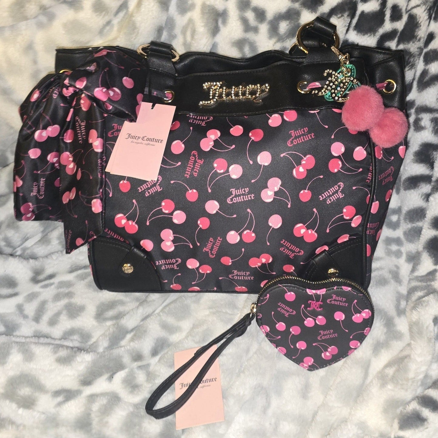 Juicy Couture Cherry Daydreamer Tote & Heart Shaped Wallet Set – Very Rare (NWT)🍒
