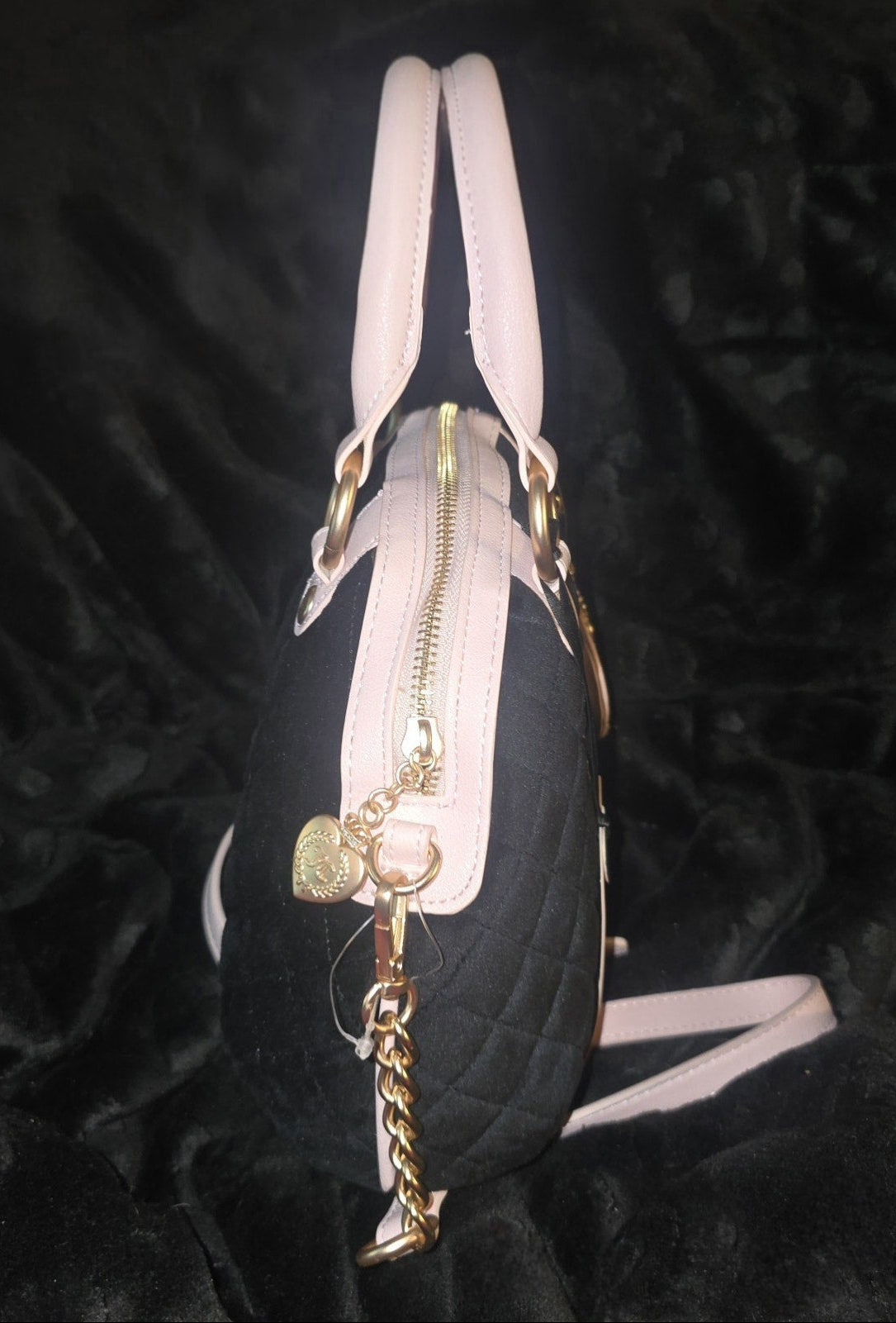 Juicy Couture Juicy Tale Crossbody Bag Black Liquorice Medium Velour Y2K Semi‑Circle Shoulder Bag NWT
