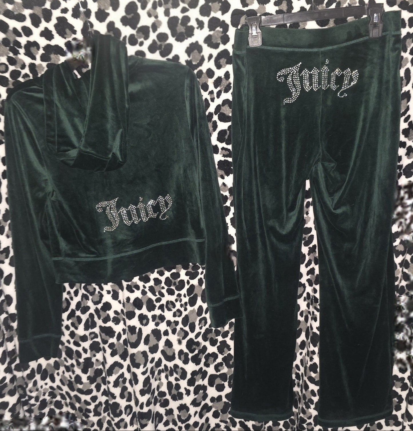 Juicy Couture OG Bling Velour Tracksuit Set – Pine, Size Large ( NWT)🌲