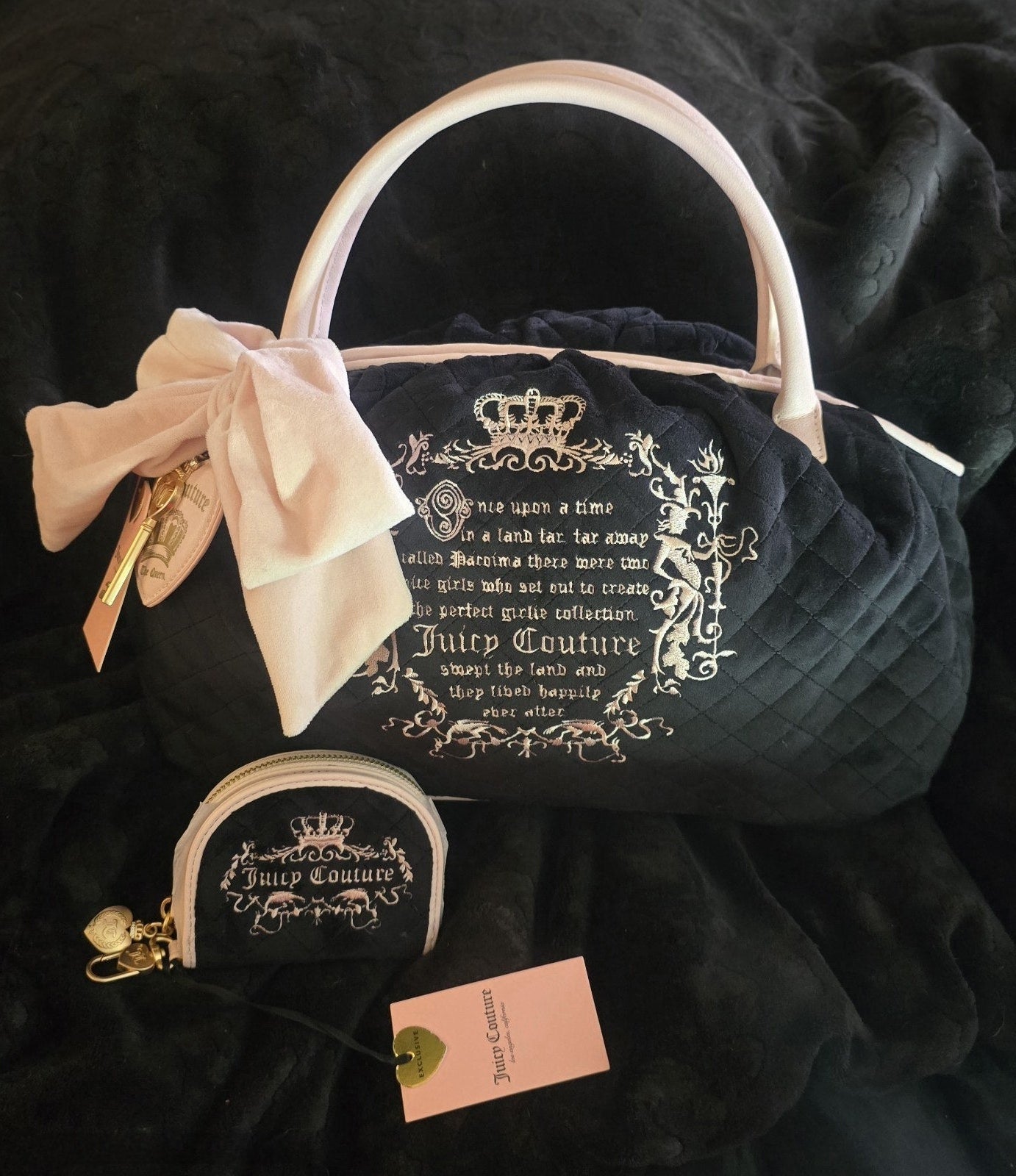 Juicy Couture Juicy Tale Bowler Bag & Wallet Set In Black Liquorice NWT Viral