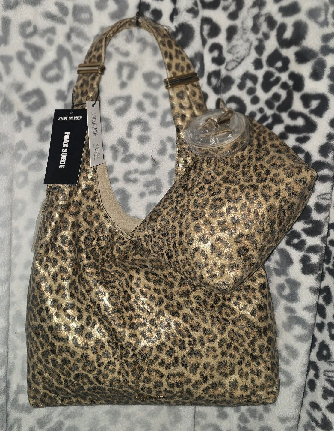 Steve Madden Bdempsy Metallic Leopard Hobo Handbag with Crossbody – 2 Bags in 1 ✨