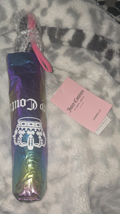 Juicy Couture Holographic Automatic Open Umbrella With Cover