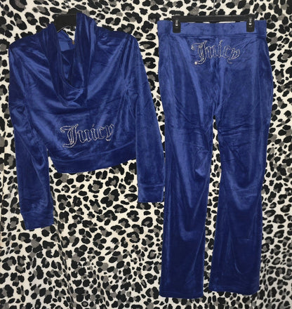 Juicy Couture OG Bling Velour Tracksuit Set – Blue Mascot, Size Large (Rare, NWT)💙