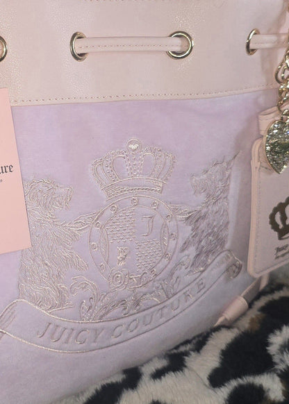 Juicy Couture Classic Scottie Dogs Daydreamer Tote Lilac Mist Large Velour Y2K Shoulder Bag NWT