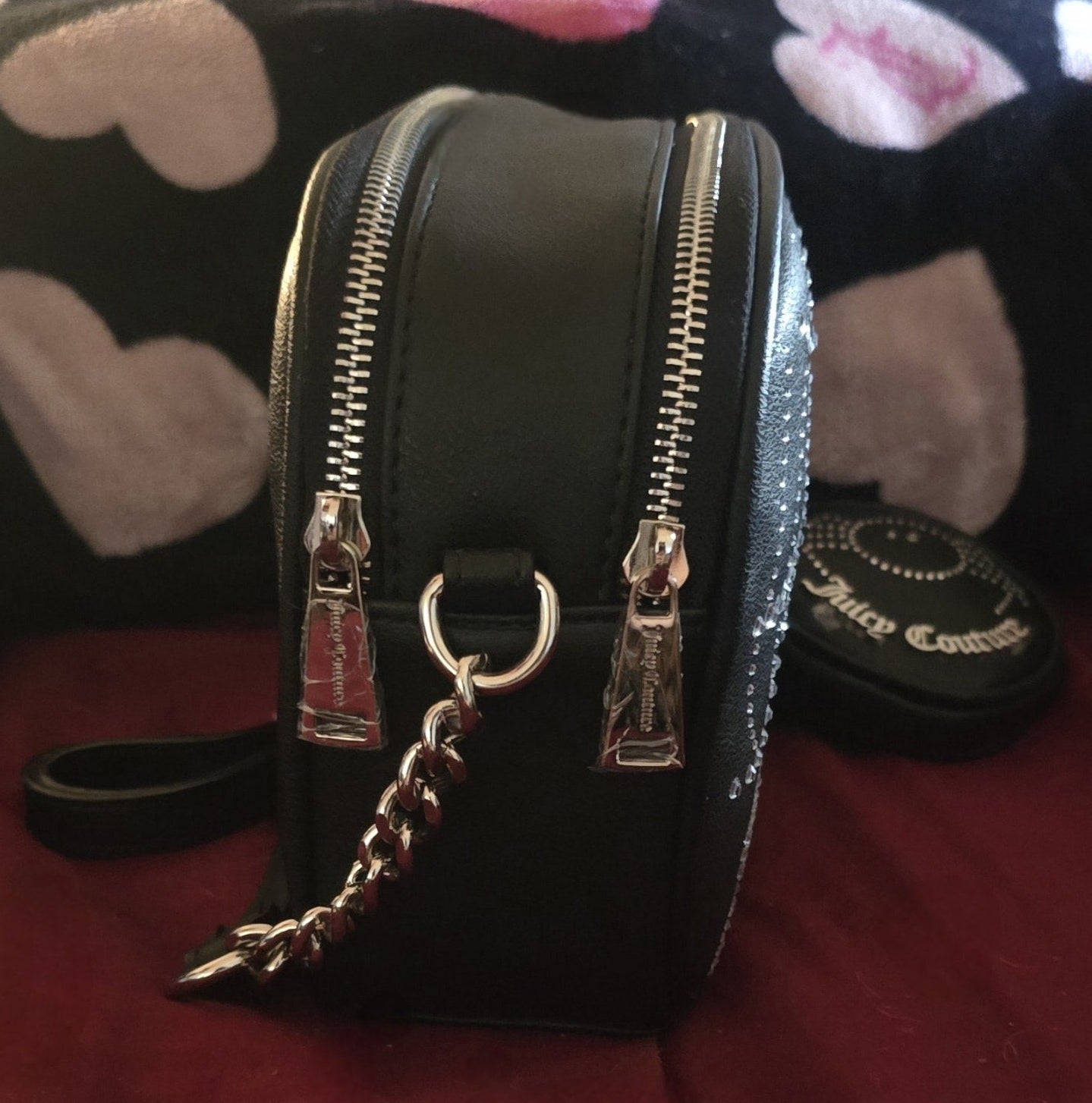 Juicy Couture Haunted Couture Double Zip Leather Crossbody – Black Spider Web 🕸️