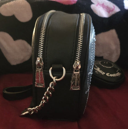 Juicy Couture Haunted Couture Double Zip Leather Crossbody – Black Spider Web 🕸️