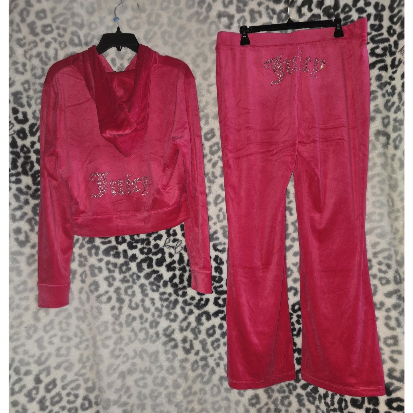 Juicy Couture OG Bling Velour Tracksuit Set In Vixen Pink Size Large NWT