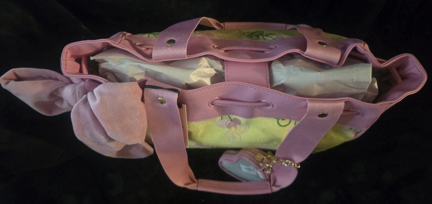 Juicy Couture Retro Cherry Daydreamer Tote Yellow Iris Multi Large Velour Y2K Cherry Shoulder Bag NWT