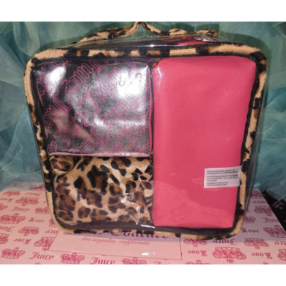 Juicy Couture Leopard Makeup Cosmetic Organizer Travel Case – 4‑Piece Set