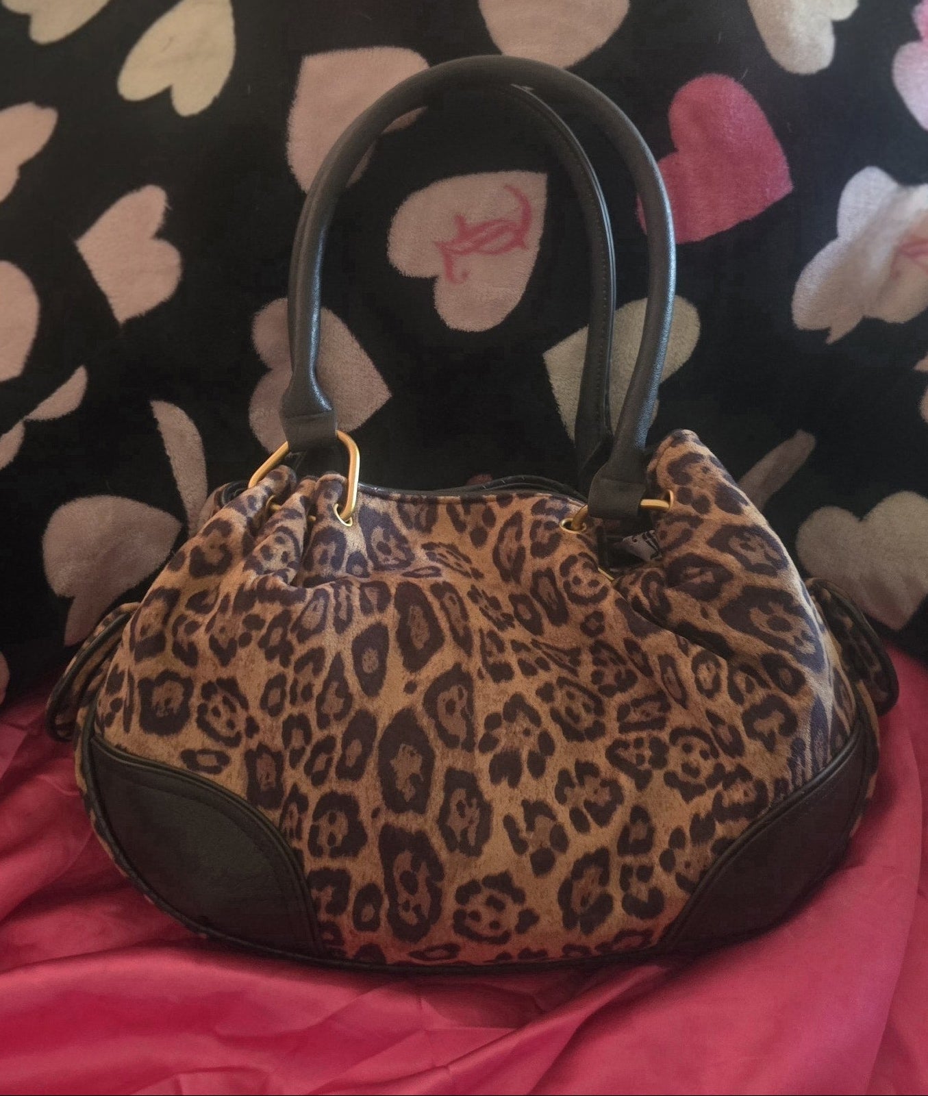 Juicy Couture Leopard Romance Satchel Shoulder Bag with Bow Charm – Rare 🐆
