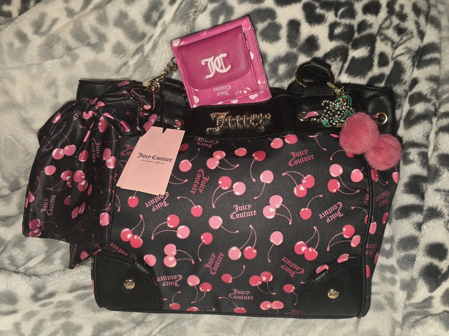 Juicy Couture Cherry Daydreamer Tote & Pink Cherry Wallet Set – Viral Rare (NWT) 🍒