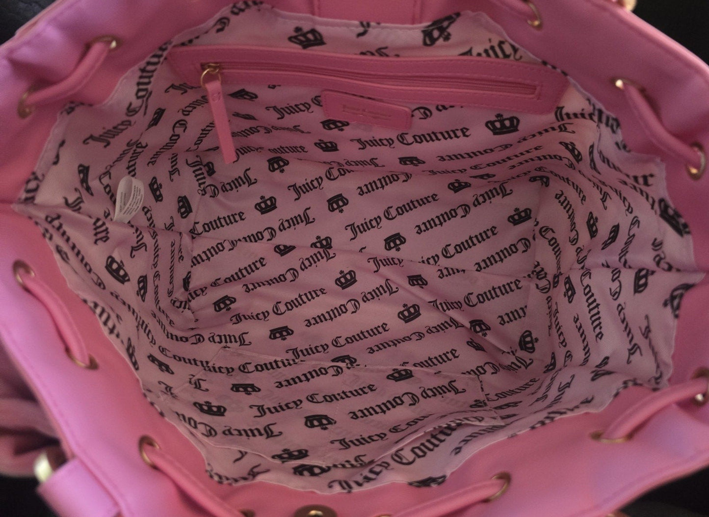Juicy Couture Juicy Tale Daydreamer Tote Sandstone & Pink Large Velour Y2K Shoulder Bag NWT
