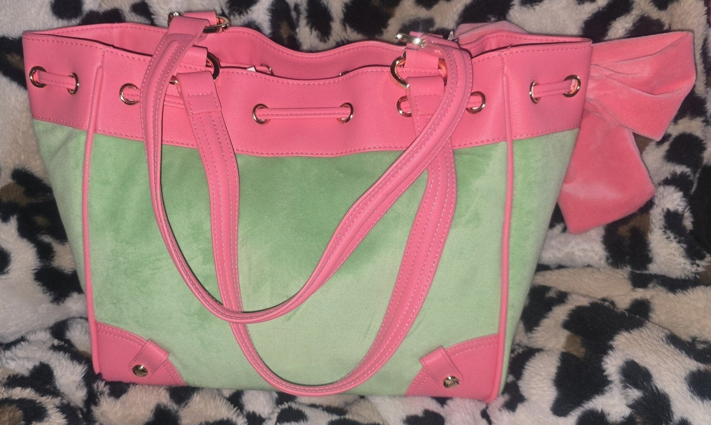 Juicy Couture Classic Scottie Dogs Daydreamer Tote Retro Green Large Velour Y2K Shoulder Bag NWT Viral Rare