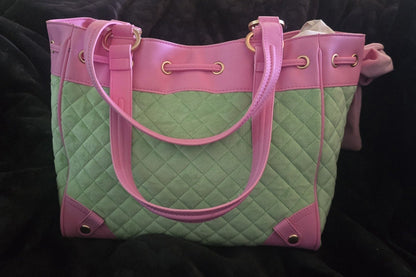 Juicy Couture Juicy Tale Daydreamer Tote Retro Green Large Velour Y2K Cherry Shoulder Bag NWT