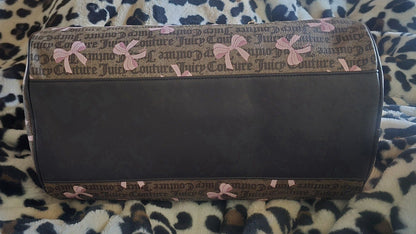Juicy Couture Simply Sweet Weekender Duffle Bag Brown With Pink Bows Viral NWT