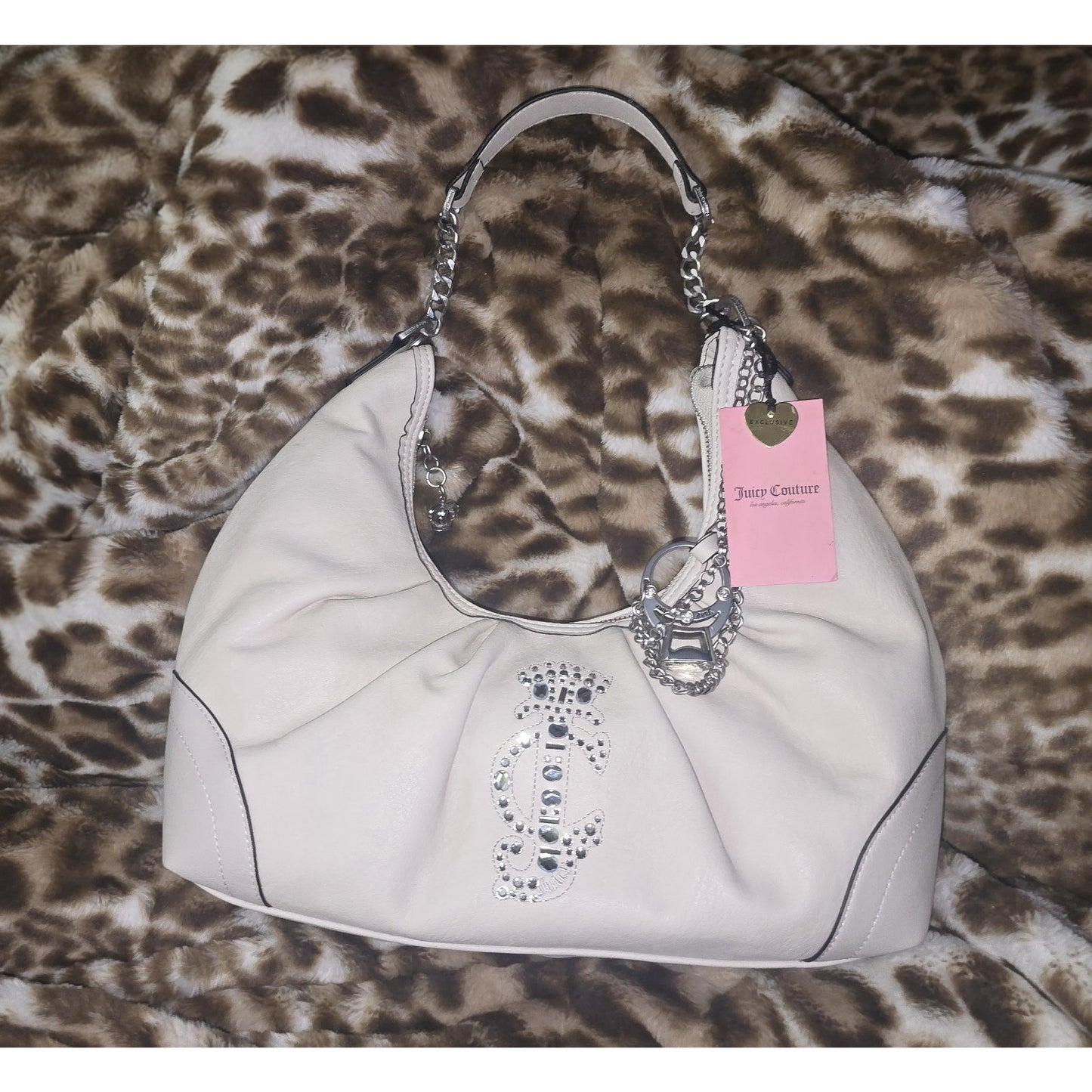 Juicy Couture Crown Hobo Bag Crystal White NWT VIRAL Shoulder