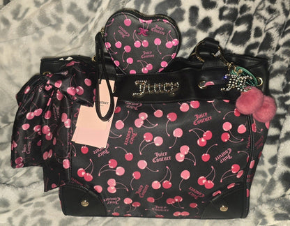 Juicy Couture Cherry Daydreamer Tote & Heart Shaped Wallet Set – Very Rare (NWT)🍒