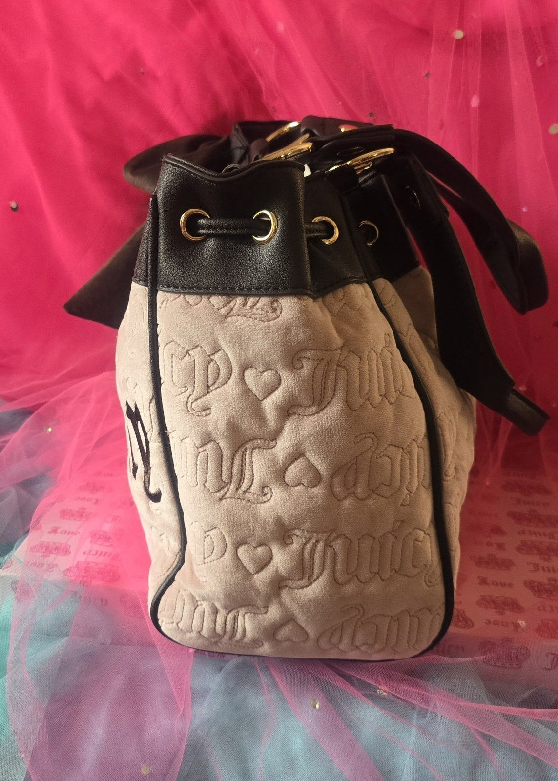 Juicy Couture Vintage Dreams Daydreamer Tote – Dusty Blush & Chocolate 🌸