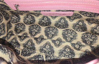 Ed Hardy Love Is Pink Tote Shoulder Bag Skull & Rose Medium Faux Leather Y2K Crossbody NWT