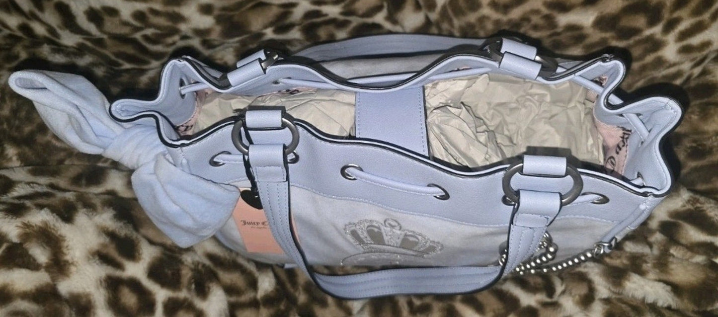 Juicy Couture Classic Lovers Daydreamer Tote Bag In Blue Star NWT VIRAL BOW
