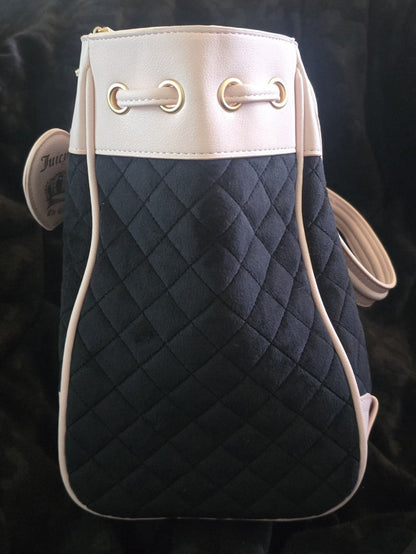 Juicy Couture Juicy Tale Daydreamer Tote Black Liquorice Large Velour Y2K Shoulder Bag NWT