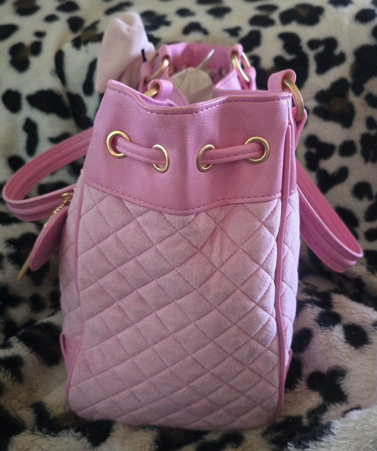 Juicy Couture Juicy Tale Daydreamer Tote Cherry Blossom Large Velour Y2K Fairy Shoulder Bag NWT