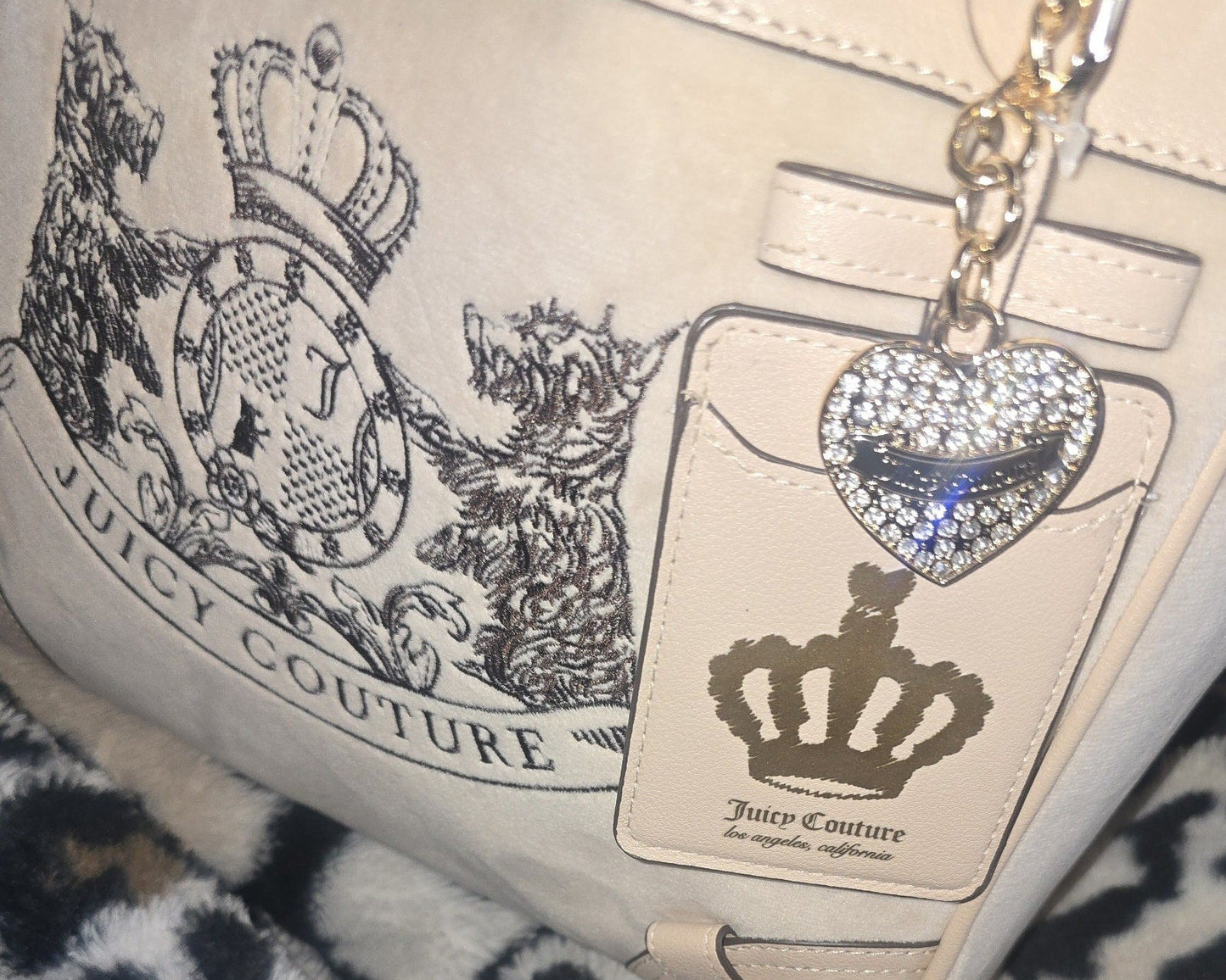 Juicy Couture Classic Scottie Dogs Daydreamer Tote Sandstone Chocolate Large Velour Y2K Shoulder Bag NWT
