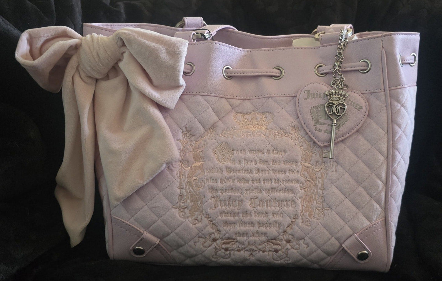 Juicy Couture Juicy Tale Daydreamer Tote Lilac Mist Large Velour Y2K Shoulder Bag NWT