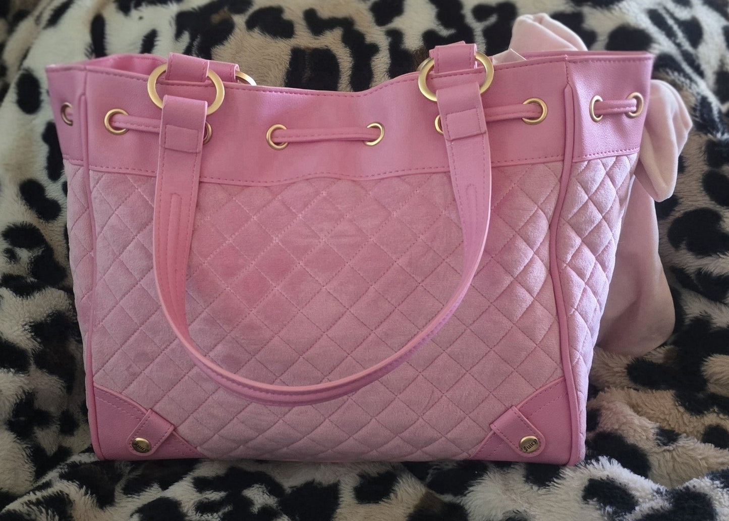Juicy Couture Juicy Tale Daydreamer Tote Cherry Blossom Large Velour Y2K Fairy Shoulder Bag NWT