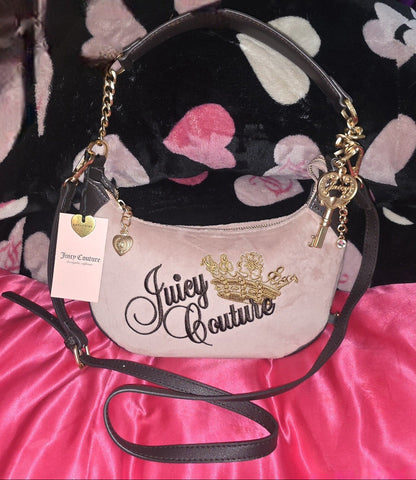 Juicy Couture Key To Juicy Shoulder Bag – Dusty Blush (Removable Crossbody Strap) 🌸