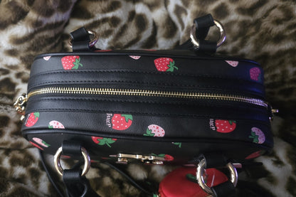Juicy Couture Sweet N Juicy Strawberry Liquori Crossbody Satchel – Black