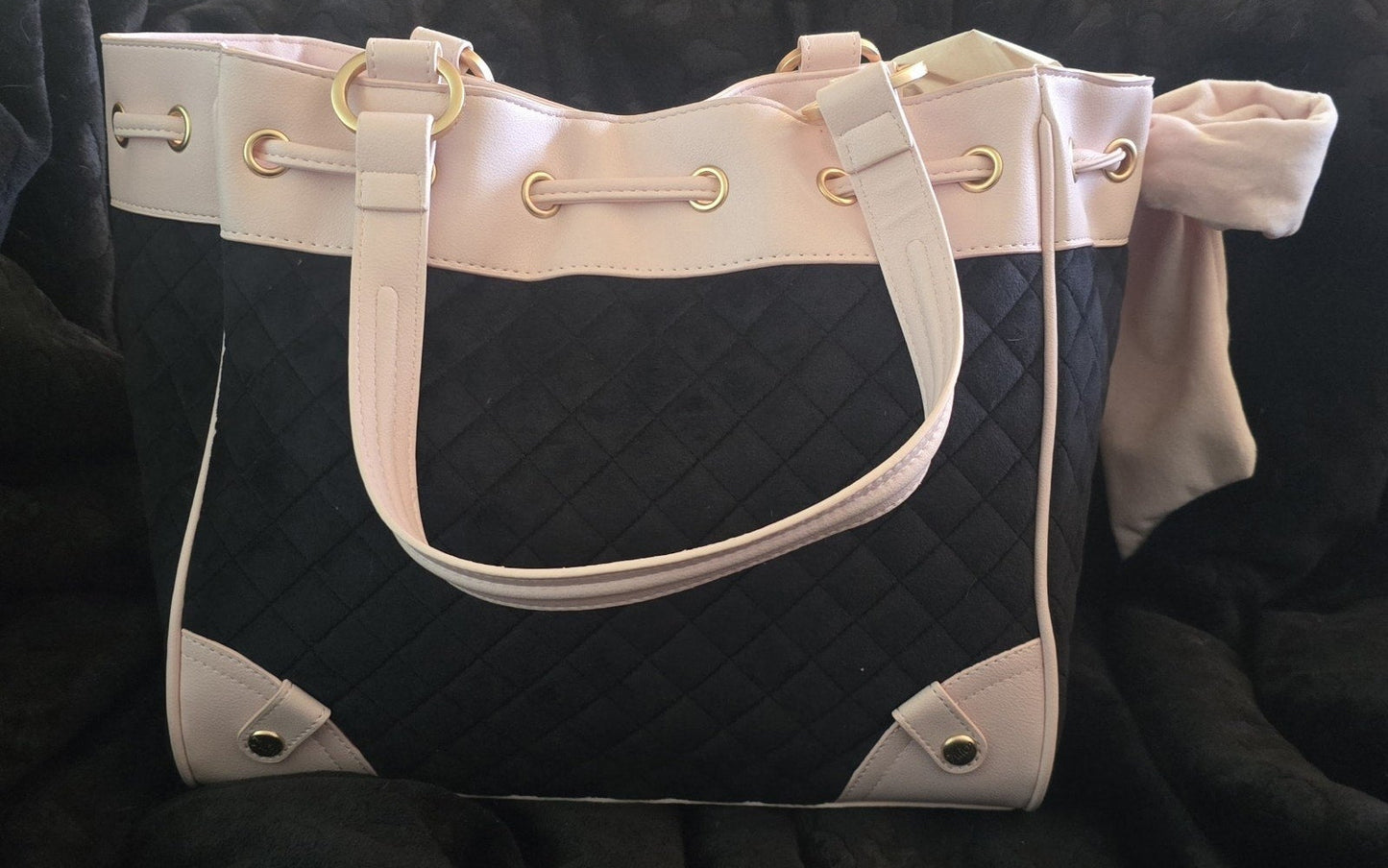 Juicy Couture Juicy Tale Daydreamer Tote & Wallet Set Black Liquorice Large Velour Y2K Shoulder Bag NWT