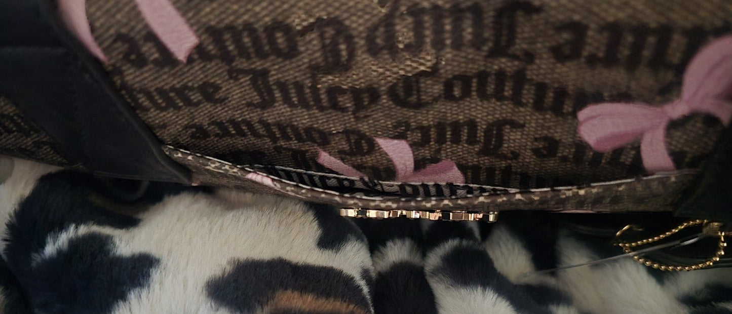 Juicy Couture Simply Sweet Weekender Duffle Bag Brown With Pink Bows Viral NWT
