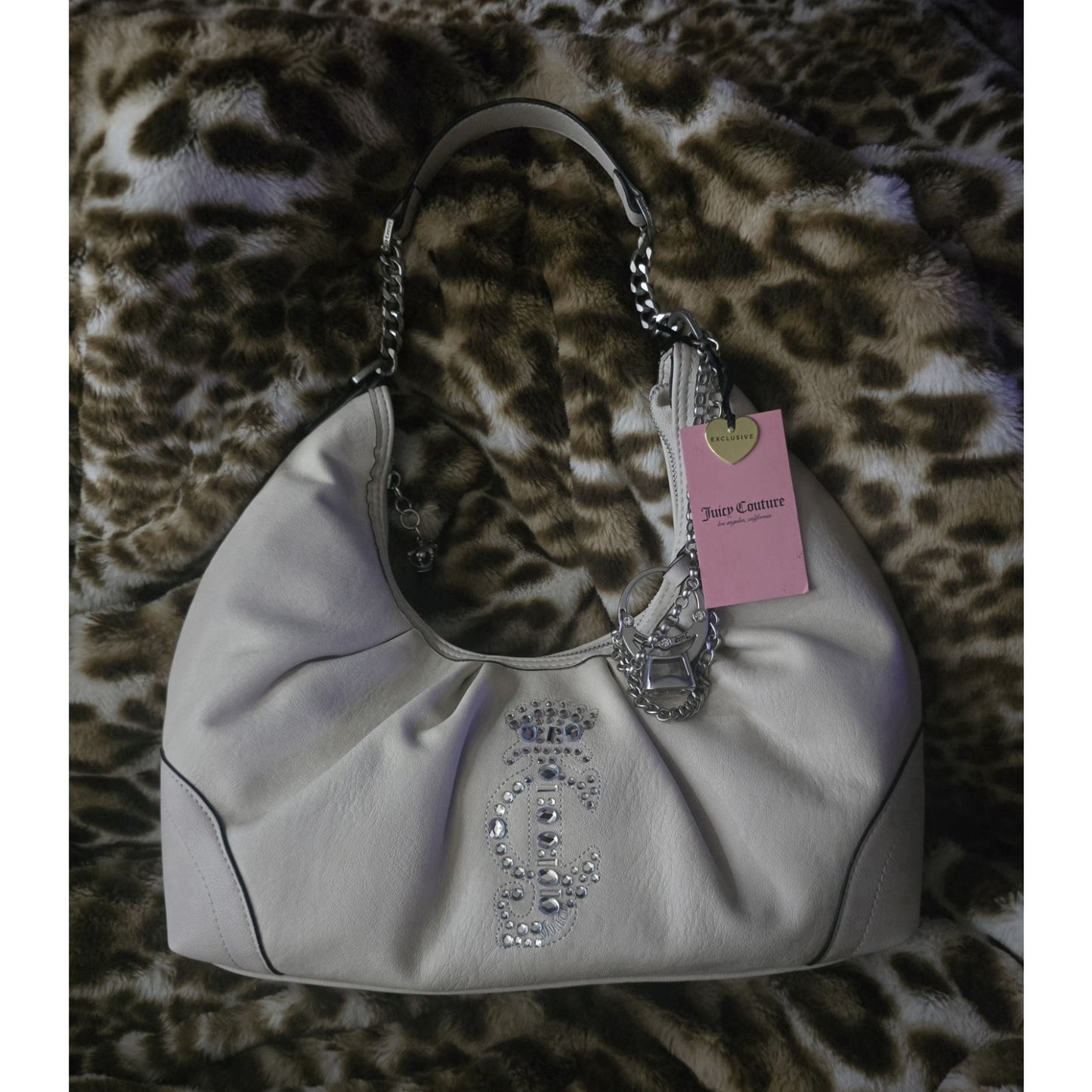 Juicy Couture Crown Hobo Bag Crystal White NWT VIRAL Shoulder